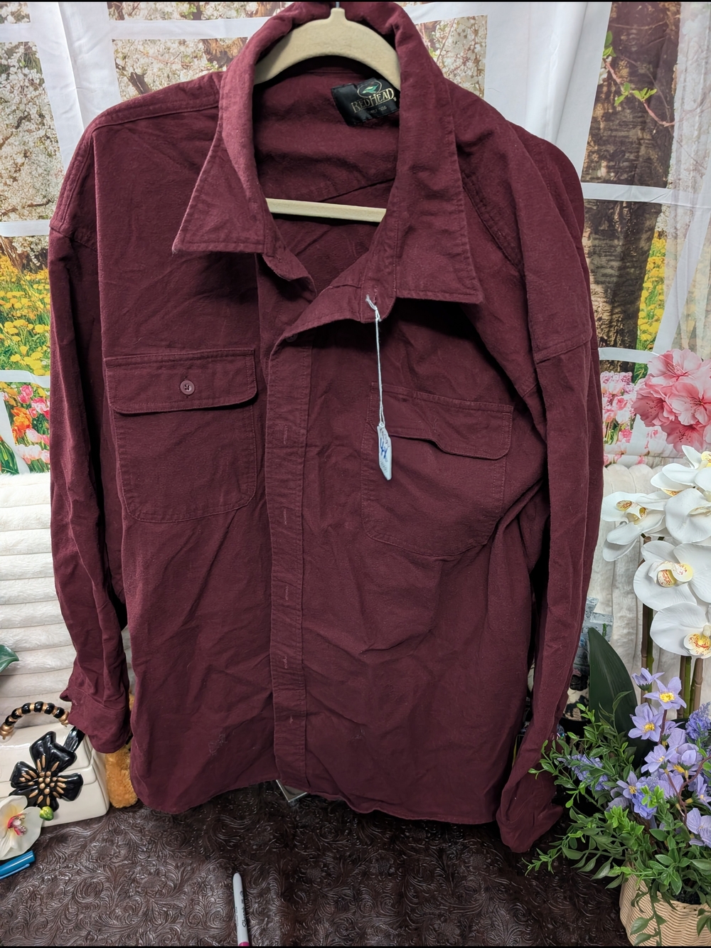 RedHead Men's Casual Button-Down Shirt - Burgundy